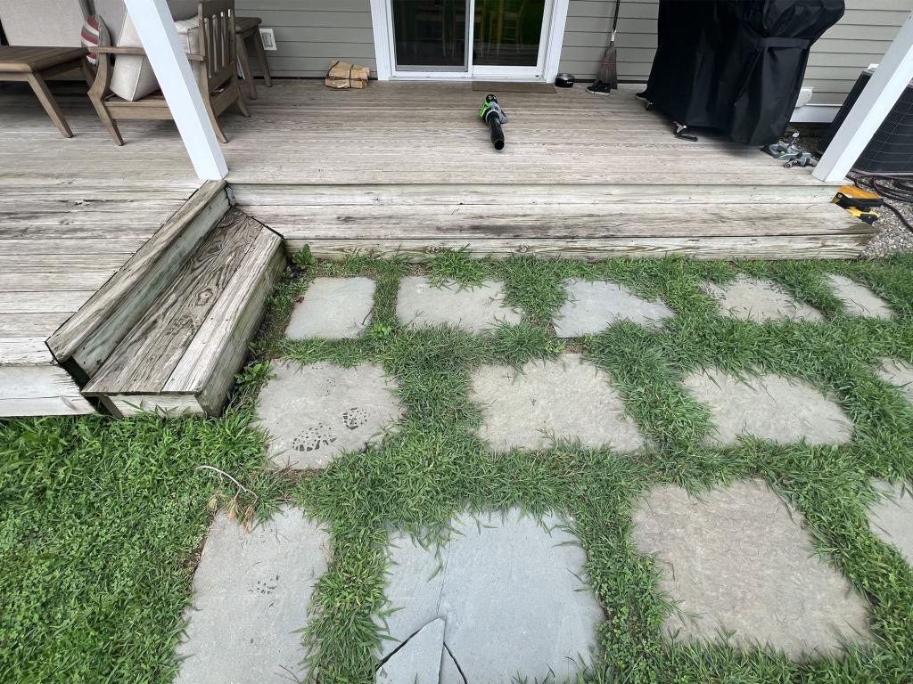 The porch and deck construction project before being started by WS Carpentry